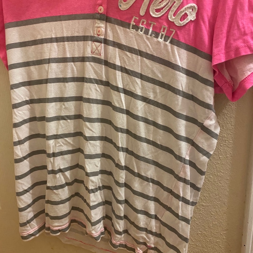 Pink, White, Grey Aeropostale Shirt.